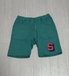 Schott グリーン Sロゴショートパンツ