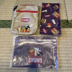 マクドナルド福袋2023 CHUMS ミニショルダーバッグ　ハンカチ　ポーチ　紫