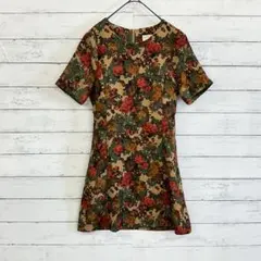韓国製 花柄膝丈ワンピース ナチュラル系 大人可愛い トレンド完売級