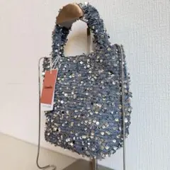 Casselini キャセリーニ スパンコールバッグ 2way シルバー タグ付のサムネイル