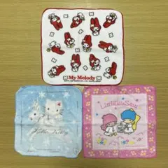 レトロ　サンリオ ミニタオル 3枚セット マイメロ キティ キキララ　レア