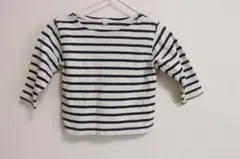 長袖Tシャツ ロンT ボーダー 80 白 ネイビー 肩ボタン