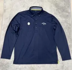キャロウェイ 長袖ポロシャツ ネイビー LL 速乾 ポリエステル100%
