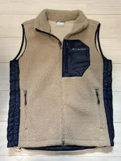 Columbia コロンビア フリースベスト ベージュ/ネイビー/ Mサイズ