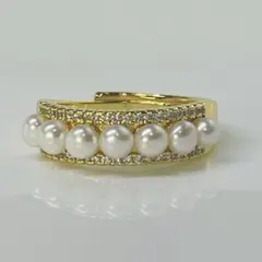 パールリング 本真珠 指輪 花珠級 ベビーパール K18仕上げ 4mm