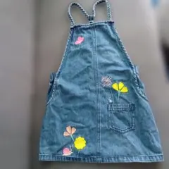 M＆S ベビー　デニム ジャンパースカート 花柄刺繍のサムネイル