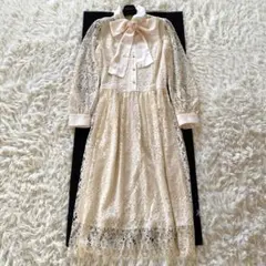 人気完売・2way✨ダイアグラム　レースボウタイワンピース ロング　24年