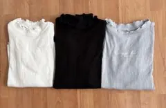 フリルネックリブ長袖カットソー3点セット