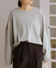 【AMERICAN HOLIC】インタックショルダー かすれボーダー長袖Tシャツ