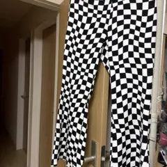 チェッカーフラッグ柄 ワイドパンツ