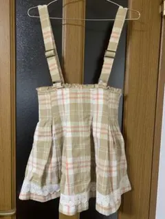 LIZLISA サスペンダー付 ミニスカ レース チェック ベージュ ビスチェ