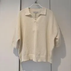 新品　しまむら　seasonreason 襟付きメッシュプルオーバー　濃白　LL