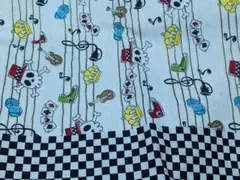 生地　チェック　音符　スカル　ボーダー　約105cmx48cm　ナチュラル