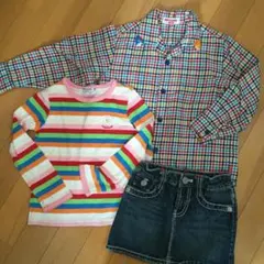 ミキハウス 110 セット ギャップ シャツ チェック ボーダー