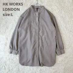 【HK WORKS LONDON】長袖ブラウス コーデュロイ ノーカラー【L】