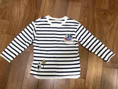 プティマイン　ロンT ボーダー　長袖　トーマス　刺繍　110 ネイビー　白