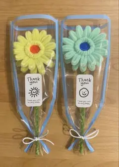 モールフラワー＊ガーベラブーケ＊枯れない花束2本＊イエローライトグリーン＊誕プレ