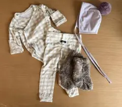 バンブーボディスーツ&レギンスセット　6M ボンネット　ブーティ　セット