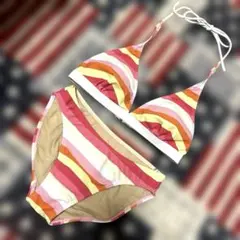 日本製　ビキニ　水着　マルチボーダー　11L ホルターネック