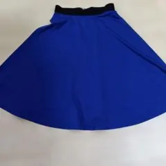 青色 フレアスカート ゴムとファスナー付き