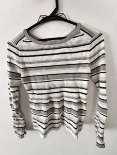 AZUL リブ編みストライプ長袖セーター M