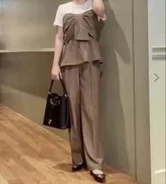 VISブラウンレイヤードトップス M 半袖