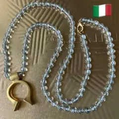 イタリアハンドメイドのアンティークネックレス　ゴールド真鍮　ヴィンテージ　ガラス
