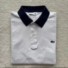 【美品】LACOSTE ポロシャツ ホワイト/ネイビー US L
