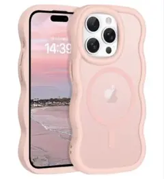 iPhone 15 Pro ケース Magsafe対応 半透明 可愛いウェーブ