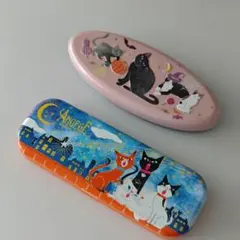 カルディ ハロウィン ゴンチャロフ ネコオーバル缶 空缶 2個セットのサムネイル