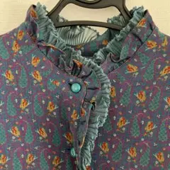 レトロワンピース 紫 緑