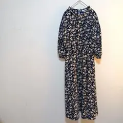 ハニーズ COLZA 花柄 ロングワンピース ネイビー Lサイズ 裏地あり