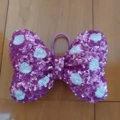 東京ディズニーリゾート　ミニー　ヘアゴム　リボン　スパンコール 水玉　ピンク