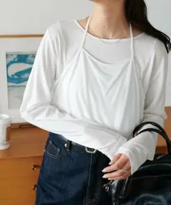 ディスコート　レイヤードプルオーバー　カットソー　ホワイト　DISCOAT