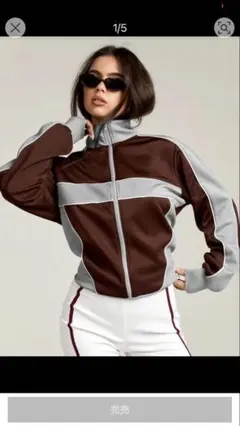 shein グレー×ブラウン　トラックジャケット