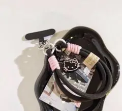 ハローキティ デザインチャーム付き スマホストラップ【ブラック】