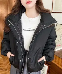 ナイロン光沢シャイニーワッシャーファイバーダウンショートブルゾン