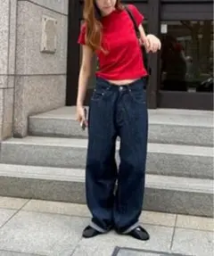 テーパードデニムパンツ インディゴブルーのサムネイル