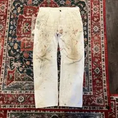 90s古着 dickiesペインターパンツ ホワイト 芸術的ボロ ペンキ ワーク 90s古着 dickiesペインターパンツ ホワイト 芸術的ボロ ペンキ ワーク