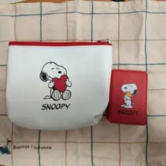 SNOOPY ポーチセット ホワイト レッド