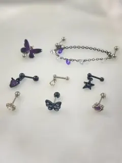 片耳用ピアス / ボディピアス / 軟骨ピアス 16G ピアス 8点まとめ売りP