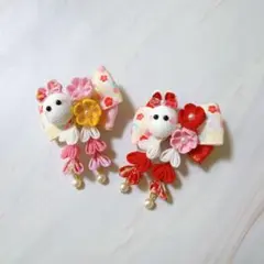 ベビークリップ　お食い初め　七五三　髪飾り　つまみ細工　700