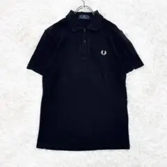 フレッドペリー ポロシャツ 黒×金 英国製 月桂樹ロゴ 鹿の子 M3 36