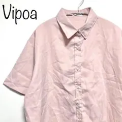 【Vipoa】ヴィポア　半袖シャツ　ピンク　ワイシャツのサムネイル
