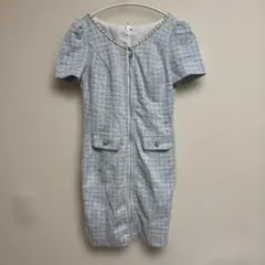 DAZZY キャバドレス ミニドレス 水色チェックドレス Lサイズ
