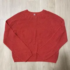 UNIQLO メッシュクルーネックセーター レッド Mサイズのサムネイル