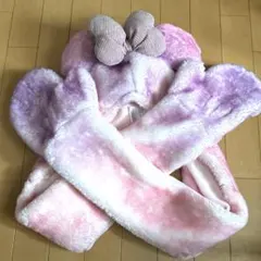 【匿名配送】マフラーキャップ　ミニーマウス　グラデーション　リボン