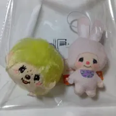 2個セット モンチッチ フェイスマスコット お花柄ぬいぐるみちゃーむ