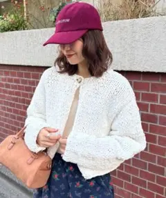 GEVACO ショートニットボレロ　 　ホワイトニットカーディガン ショート丈