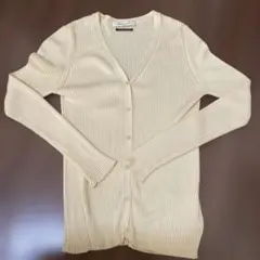 デミルクスビームス　アイボリー リブ編み 長袖コットンカーディガン